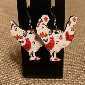 NWT Handmade chicken earrings!